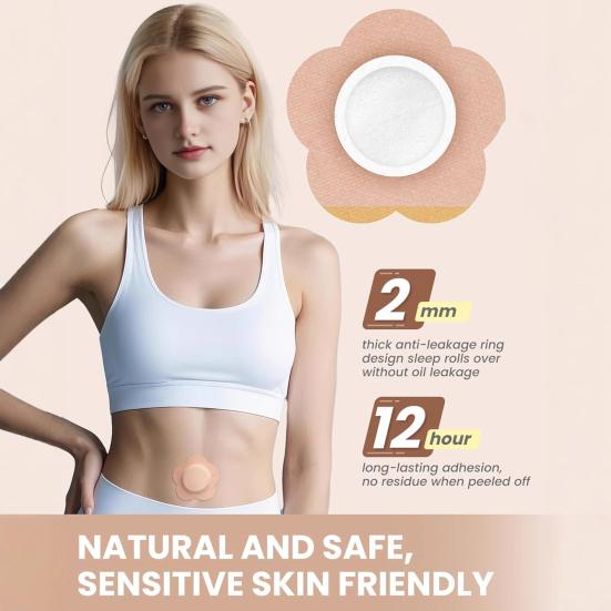Yousheng 50Pcs Navel Patch Castor Oil Belly Button Patches Skin-friendly Castor Oil Therapy Pad Disposable Anti Leakage Pack Wrap for Home Travel