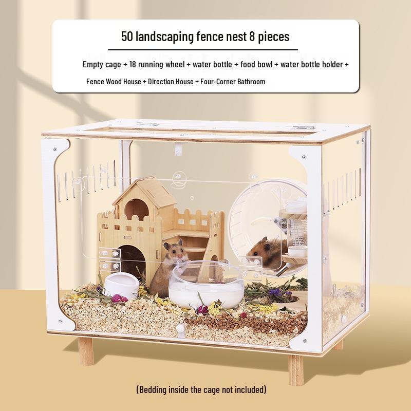 Golden Hamster Luxury Villa - Large Acrylic Cage, Starry Sky Design