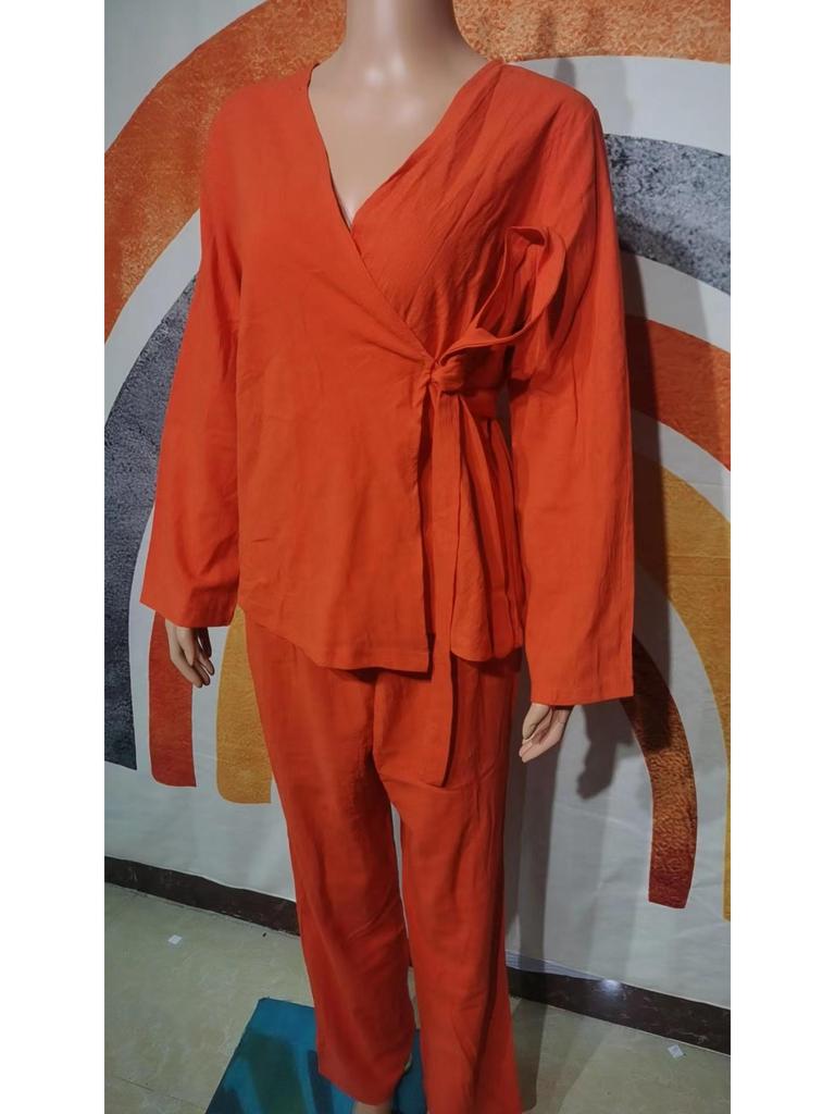 Southeast Asia Muslim Women's 2024 Spring Fashion: Long Sleeve Shirt & Straight-Leg Pants Set