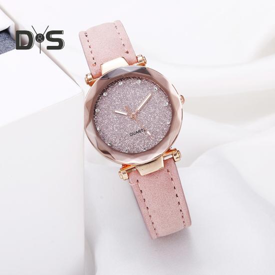 Dam Casual Klocka Strass Rund Urtavla Faux Läderarmband Dam Affär Formell Klänning Kvarts Armbandsur Mode Smycke Tillbehör Födelsedagspresent