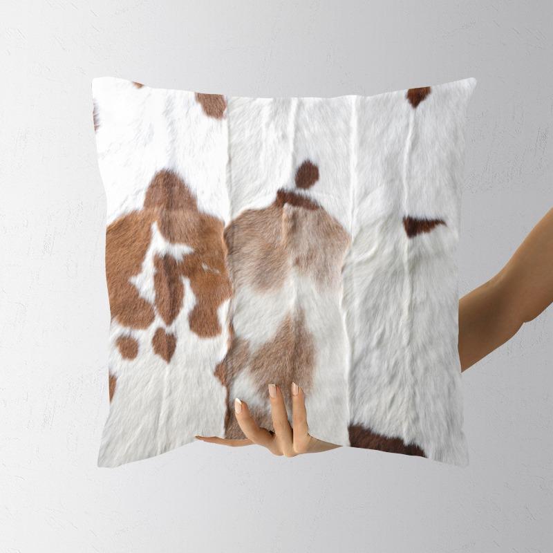 Plush Cow Print Pillowcase 50x50cm Double-sided Cushion Cover Artistic Color-block Throw Pillow Cover Home Decor