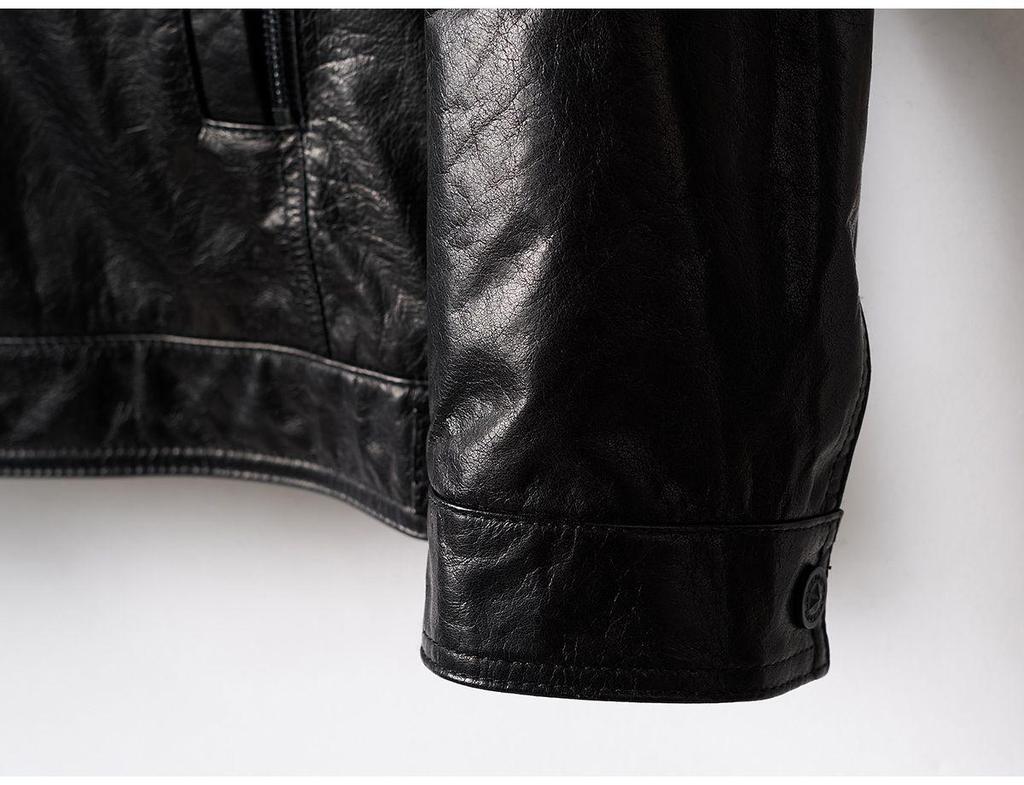 2025 Autumn Genuine Leather Men's Cowhide Waxed Jacket Business Outerwear