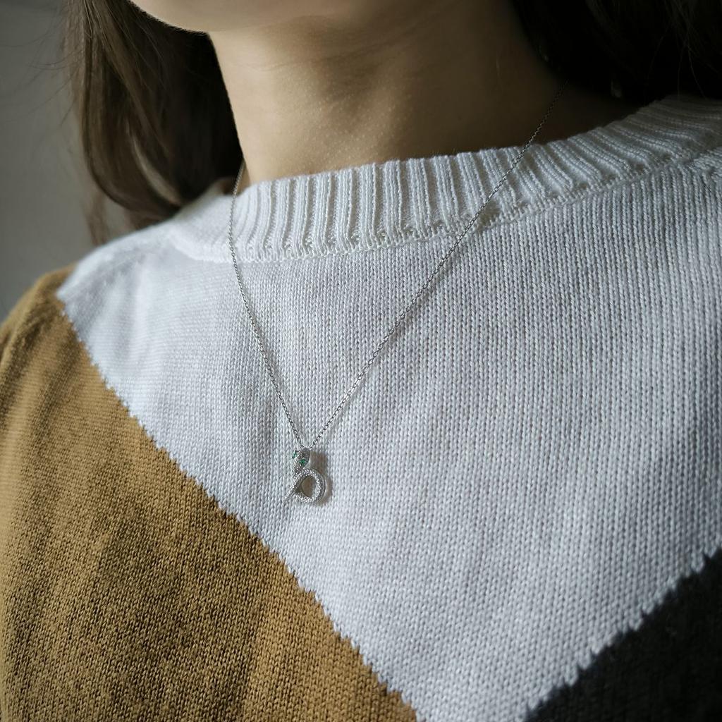 Silver Necklace with Cubic Zirconia, Product Weight 4.12 G (2177531)