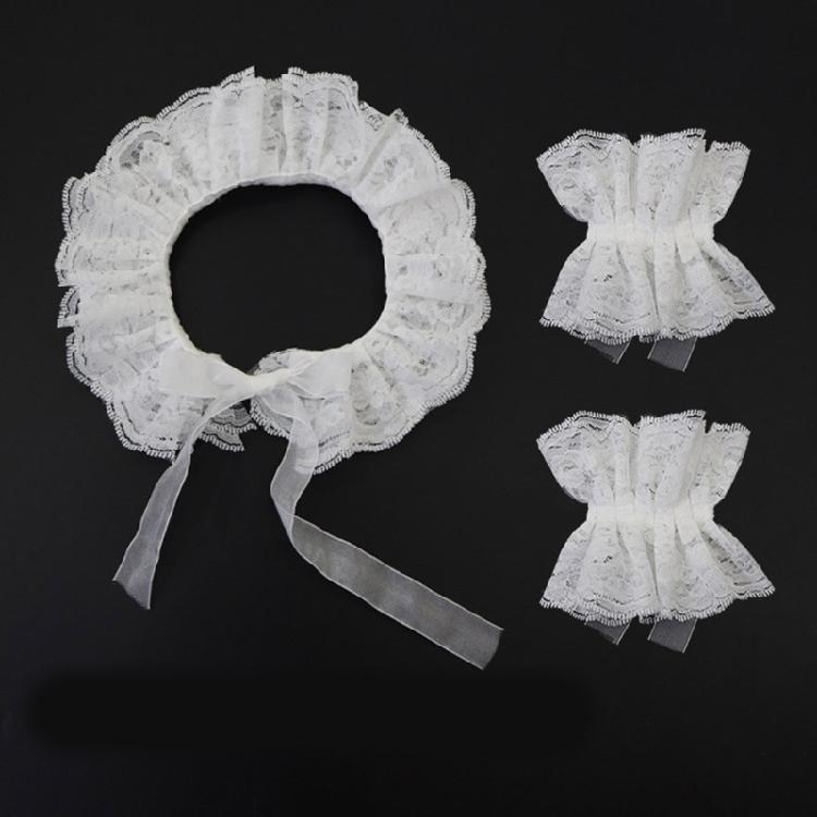 Lace Decorative Collar Wrist Cuffs Set Anime Event Gathering Neckwear Costume Accessories For Fashion Cosplay Enthusiast