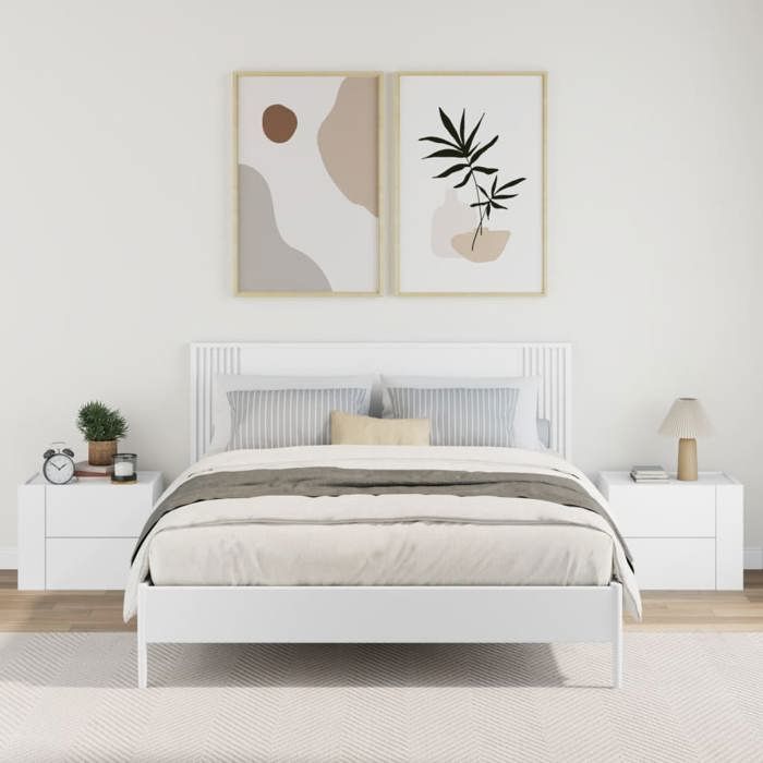 VidaXL Tables de chevet murales 2 pcs blanc 45x30x35 cm, armoire de rangement, armoire murale suspendue, armoire de 848326