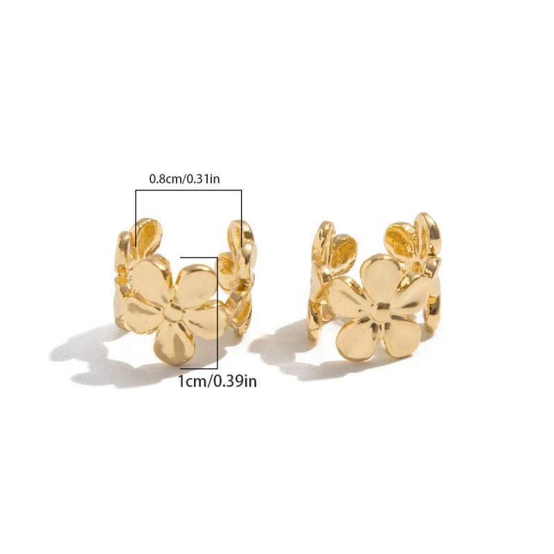 1Pair Starfish Scallop Ear Clips Non Piercing Earrings For Women Girls  Gold Color Floral Ear Cuff Summer Beach Jewelry