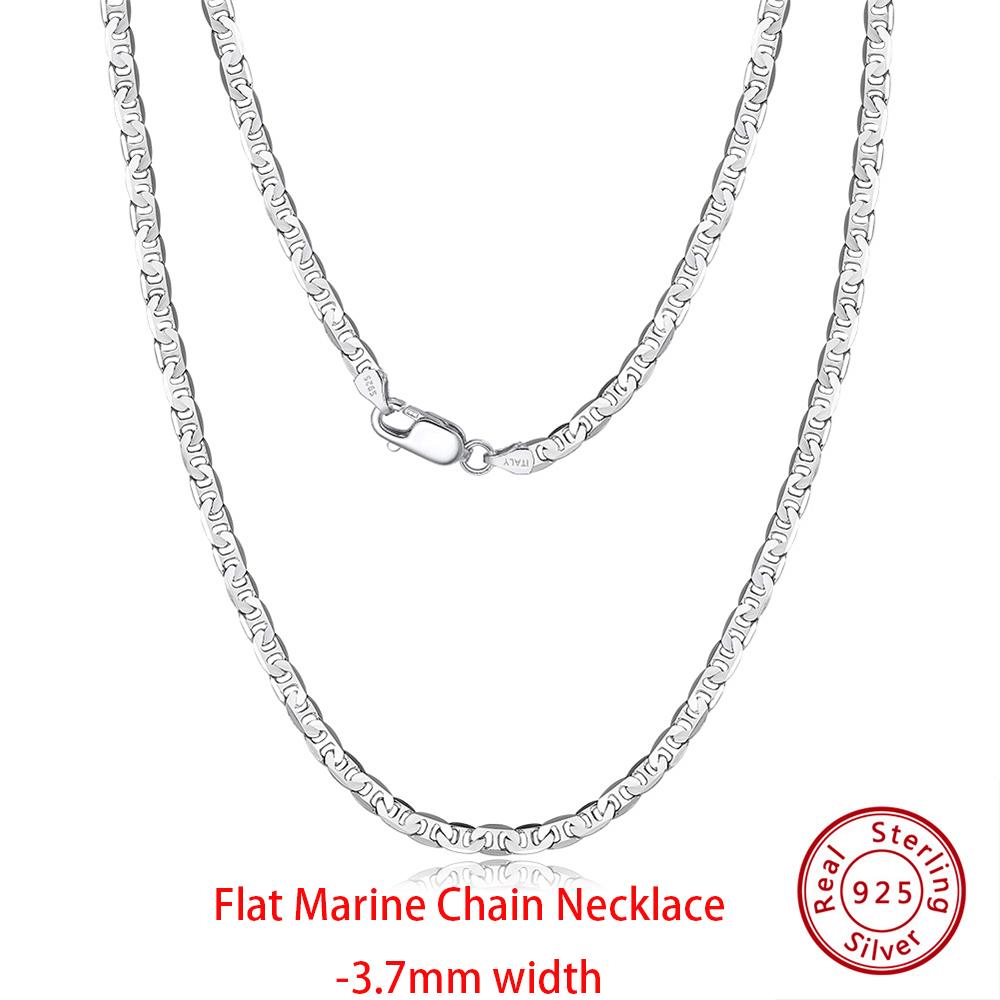 EFFIE QUEEN Real 925 Sterling Silver Diamond Cut Twist Rope Figaro Cuban Snake Bead Box Link Chain Necklace DIY Fine Jewelry SC