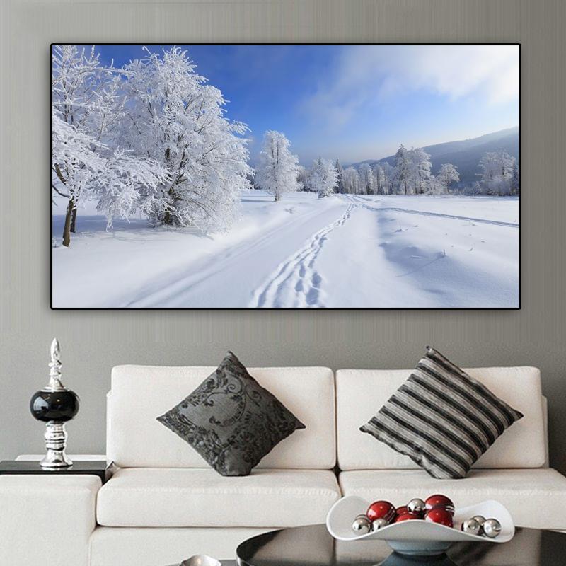 

НАДЕЖНОЕ ИСКУССТВО, настенное искусство, зимние снежные деревья, пейзажные постеры и принты, домашний декор, холст, живопись, постер, фотографии для гостиной 60*170cm