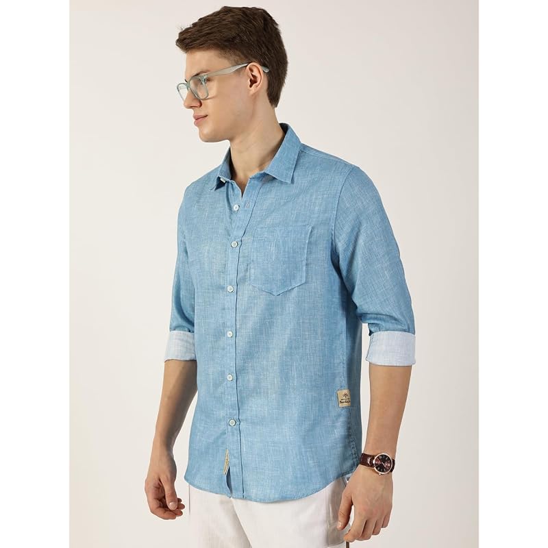 Thomas Scott Mens Premium Full Sleeves Casual Shirt (TS1 Blue )