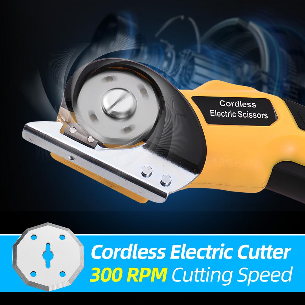 Cordless Electric Scissors 4V Rechargeable Cardboard Box Cutter Fabric Scissor with Safety Lock & LED Light for