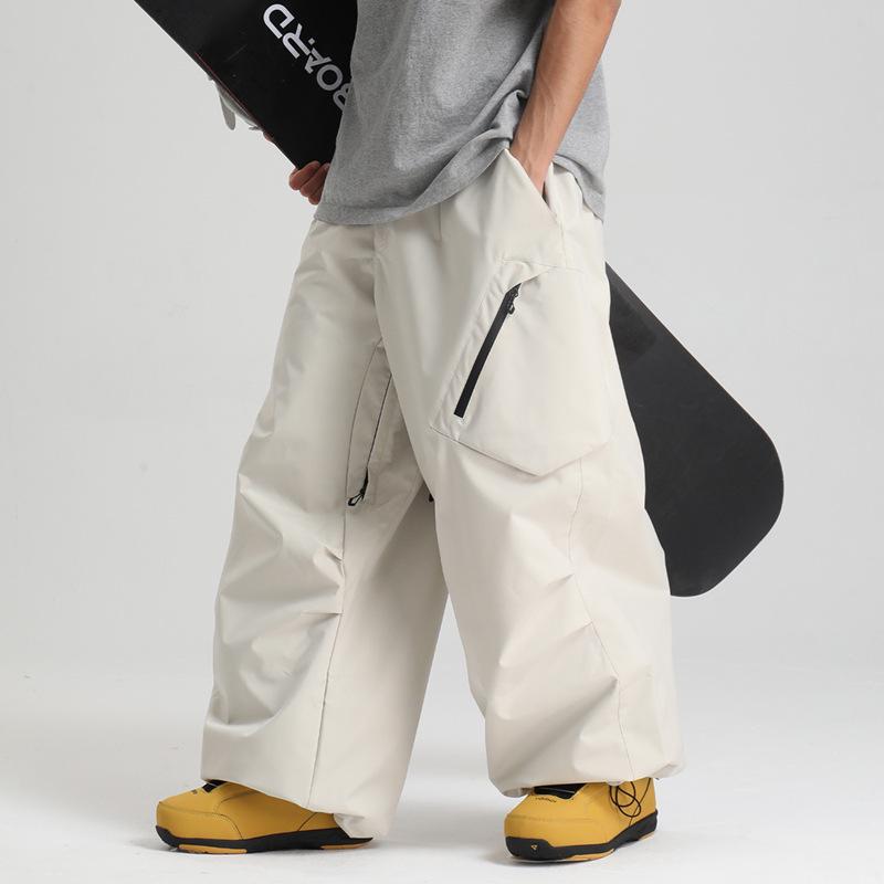 New Unisex Windproof Waterproof Ski Pants - Warm, Solid Color, Loose Fit for Outdoor Snowboarding