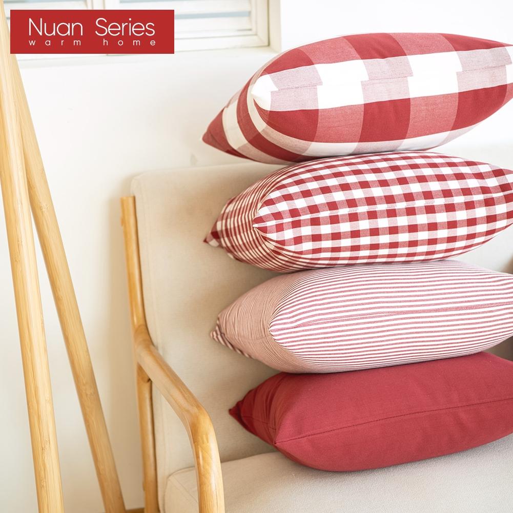 1PC Bestseller Series Red Cushion Cover Plaid Stripe Back Pillowcase Office Hotel Homestay Decor Christmas Decoration Nuan Series