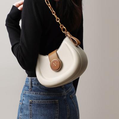 Bag Women's Autumn and Winter New Autumn Fashion High-End Contrast Saddle Bag Daily Commuter One Shoulder Crossbody Bag