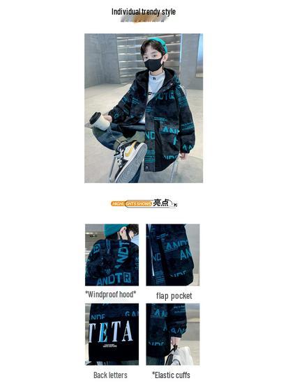 Boys' Fleece-Lined Denim Parka - 2025 Winter Trendy Collection