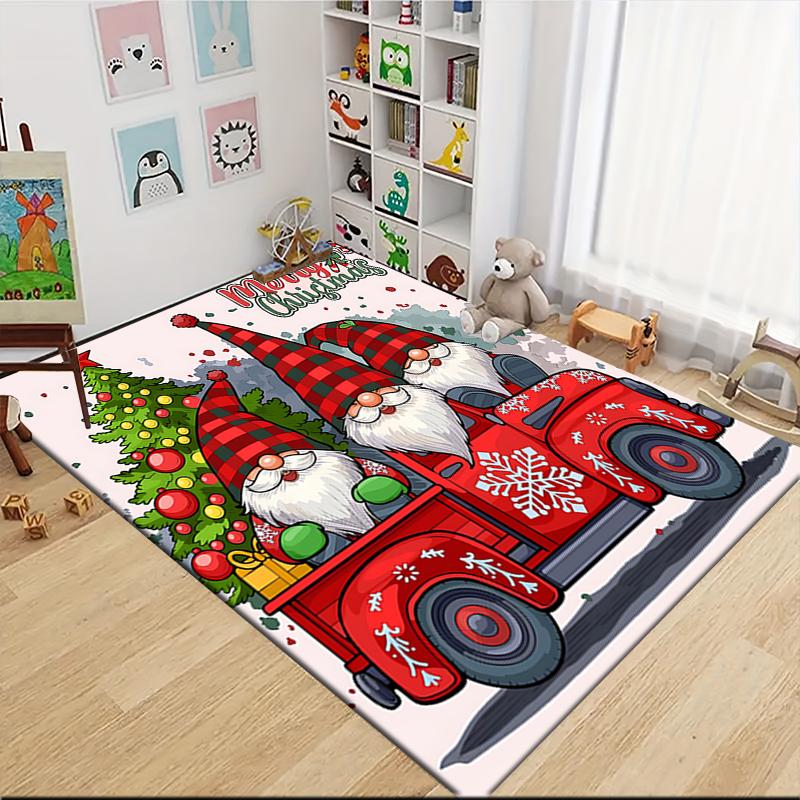 Christmas Gnomes Truck Carpet Rug Soft Washable Anti Slip Home Living Room Sofa Mats Personalized Christmas Rug