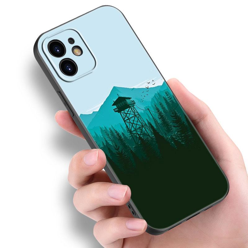 Deep Forest Firewatch Phone Case For Apple iPhone 14 13 12 Mini 11 Pro Max 7 8 XR X XS 7 8 Plus SE 2020 2022 Black Cover