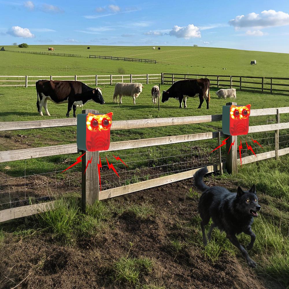 Solar Infrared Animal Repeller with Sound & Light Alarm for Farms and Orchards