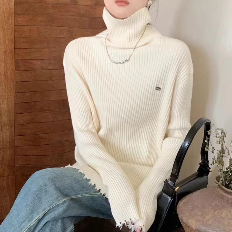 Autumn and winter new simple and versatile knitted bottoming shirt women's design sense solid color turtleneck pullover sweater inner