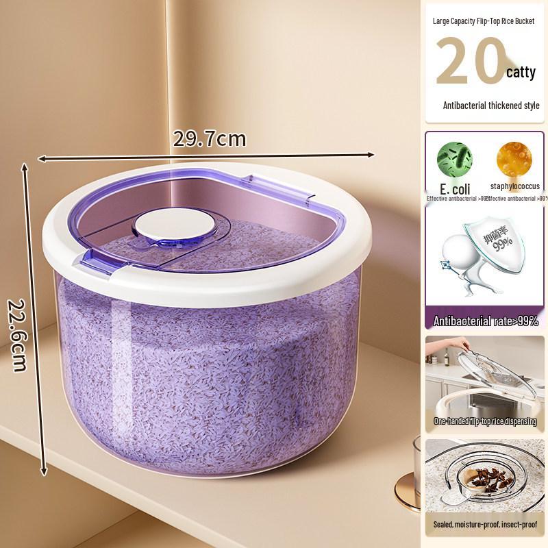 Rotatable Household Rice and Grain Storage Box: Insect & Moisture-Proof, Sealed, Compartmented Bucket