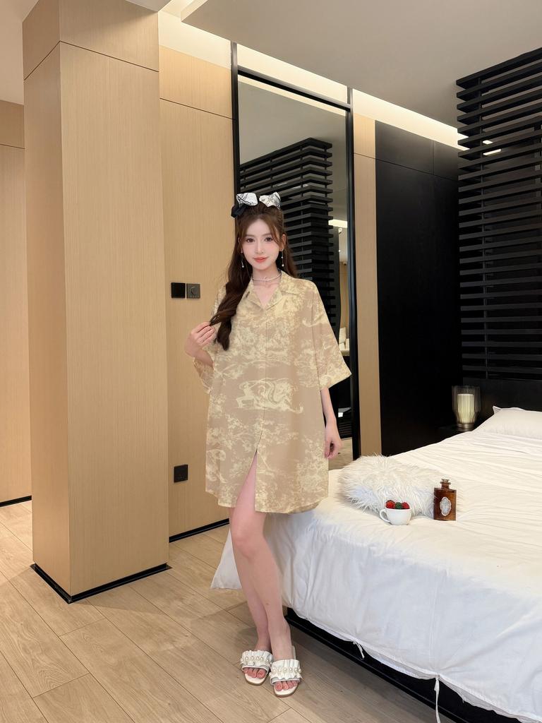 Animal pajamas ice silk pajamas women's new summer mid-sleeved shirt skirt loose large size loungewear autumn 181