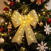 Large Gold Christmas Bow Door Hanger 45cm PVC Festive Wall/Wreath Decoration with LED Lights Option, Elegant Outdoor/Indoor Holiday Décor