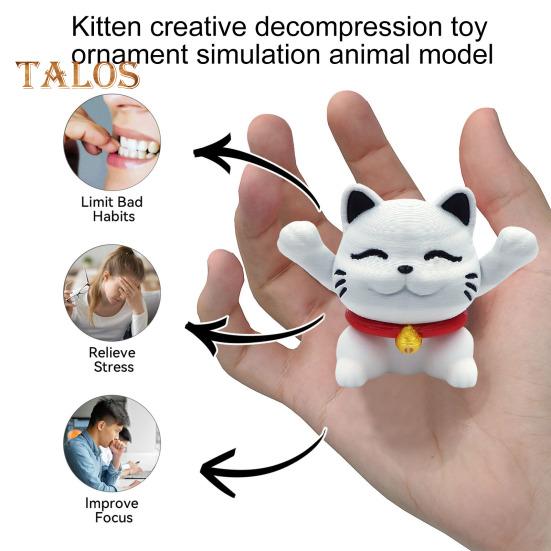 3D Printed Cat Ornament Retractable Kitten Figurine Desktop Pet Cat Fidget Toy for Stress Relief Home Office Shelf Desk