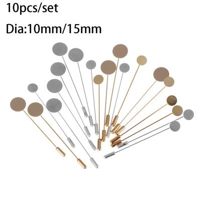 10pcs/set Gold & Silver Diy Craft Jewelry Making Brooches Accessories Pin Cabochon Tray Cameo