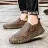 Ručně vyráběné pánské ležérní boty z štípané kůže, prodyšné mokasíny, pánské business ploché boty, boty pro řidiče