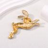 Pink Rhinestone Rabbit Brooch Animal Brooch With Diamond Alloy Zodiac Rabbit Brooch Accessories