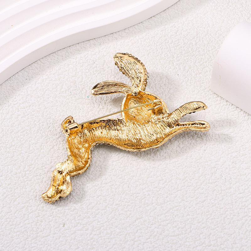 Pink Rhinestone Rabbit Brooch Animal Brooch With Diamond Alloy Zodiac Rabbit Brooch Accessories