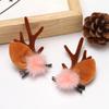 Japanese & Korean Style Flocked Coral Antler Ears Hair Clip for Christmas Photo Shoots