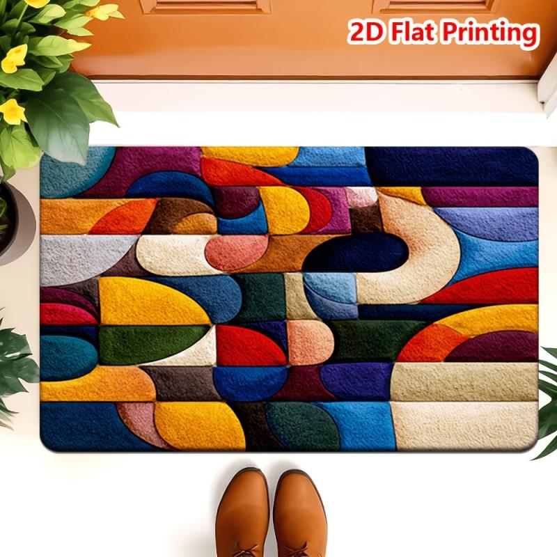 Geometric Doormat Striped Pattern Modern Abstract Non Slip Indoor Outdoor Entrance Rug Trendy Home Decor Minimalist Gift