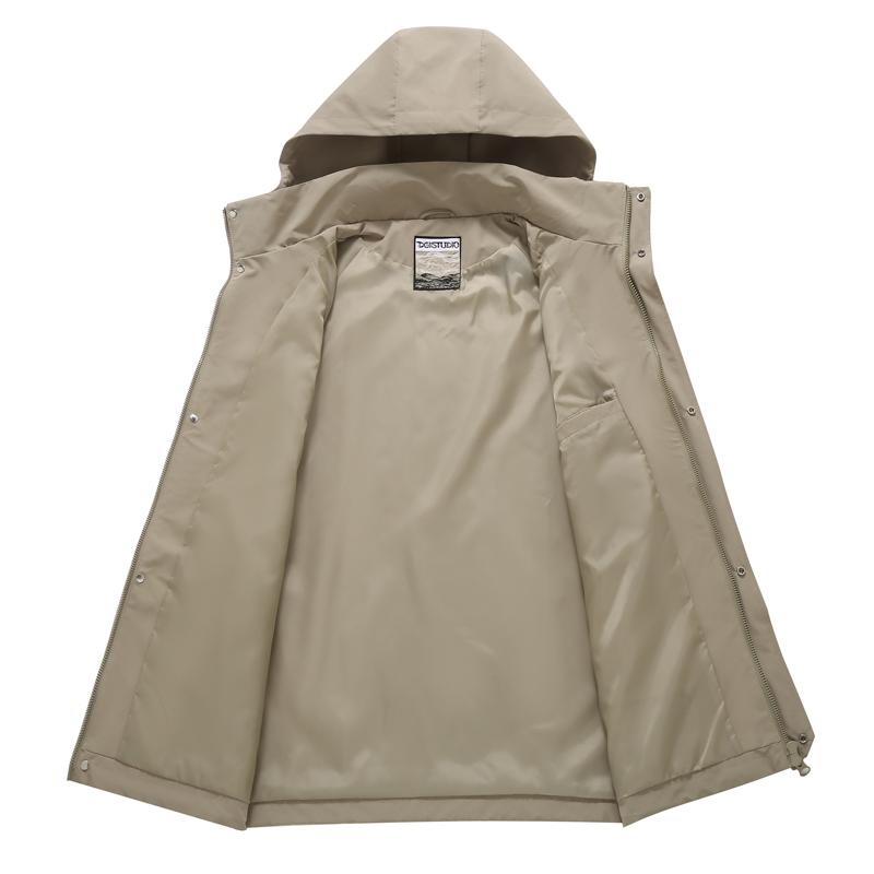 Men Plus Size Hooded Windbreaker Detachable Hood Casual Outdoor Jacket