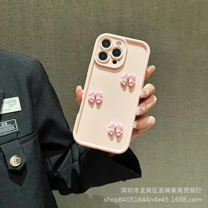 Three-dimensional Bow Is Suitable for Apple 17promax Mobile Phone Case iPhone16/15 Emery 14 Protective Case 11.