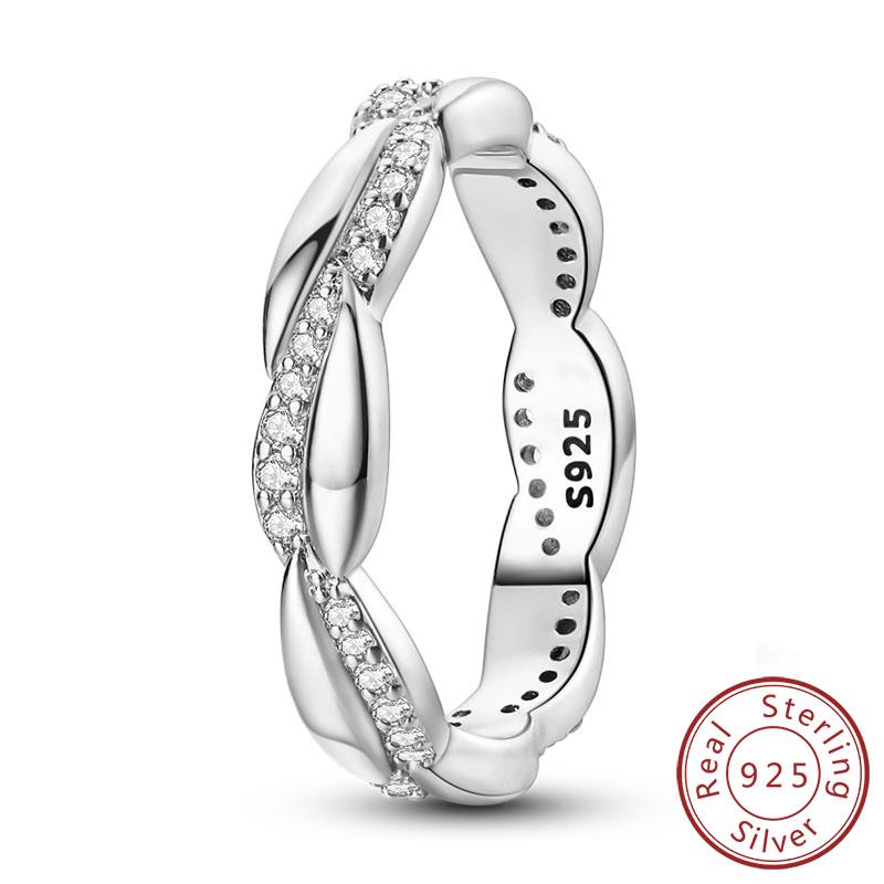 New Original 925 Sterling Silver Rings Stackable Infinite Silver Zircon Ring For Women Wedding Anniversary Birthday Jewelry Gift