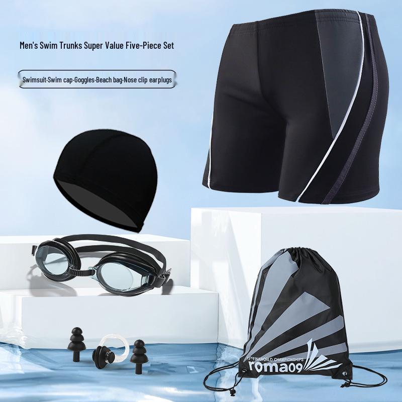 Men's Plus Size Quick-Dry Color Block Beach & Hot Spring Swimming Trunks