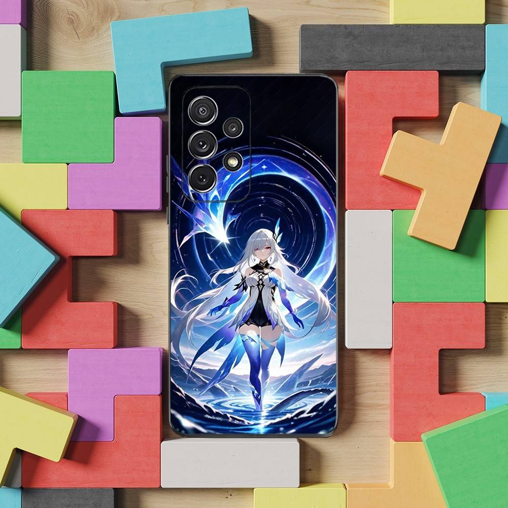 Genshin Impact Skirk Game Phone For Samsung S22,S25,S24,S23,Ultra,FE,Plus,S21,S20,S10,S9,Lite,Soft Silicone Black