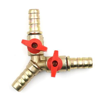 3-Wege T-Stück Messing Y Absperrkugelhahn 3/8" 10mm Tülle Kraftstoff Gas Öl / Ventilklemme
