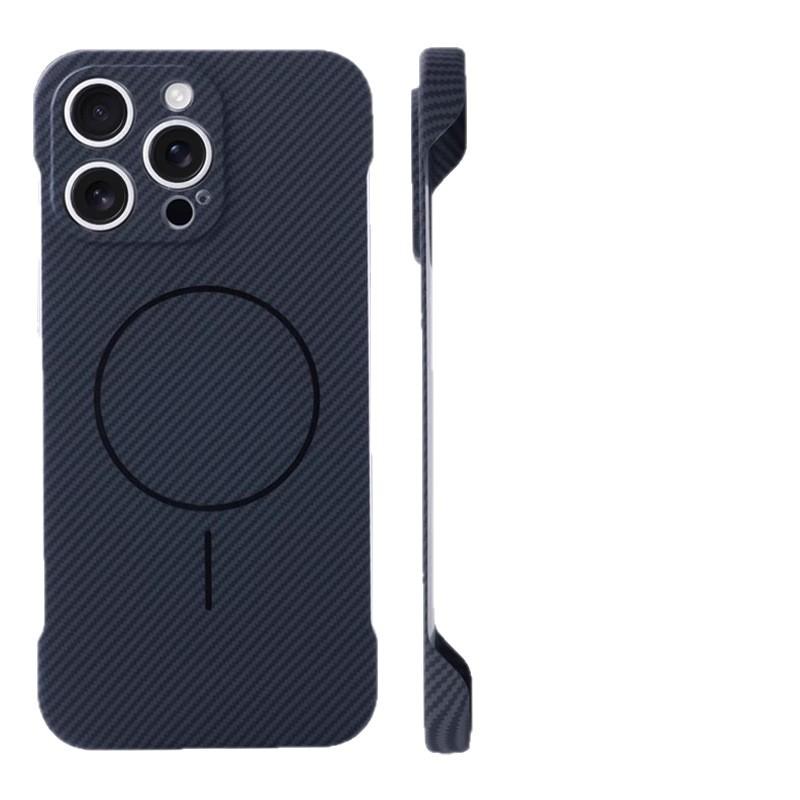 Applicable to Apple 16promax mobile phone case magnetic suction borderless iphone15/14 carbon fiber pattern protective case por