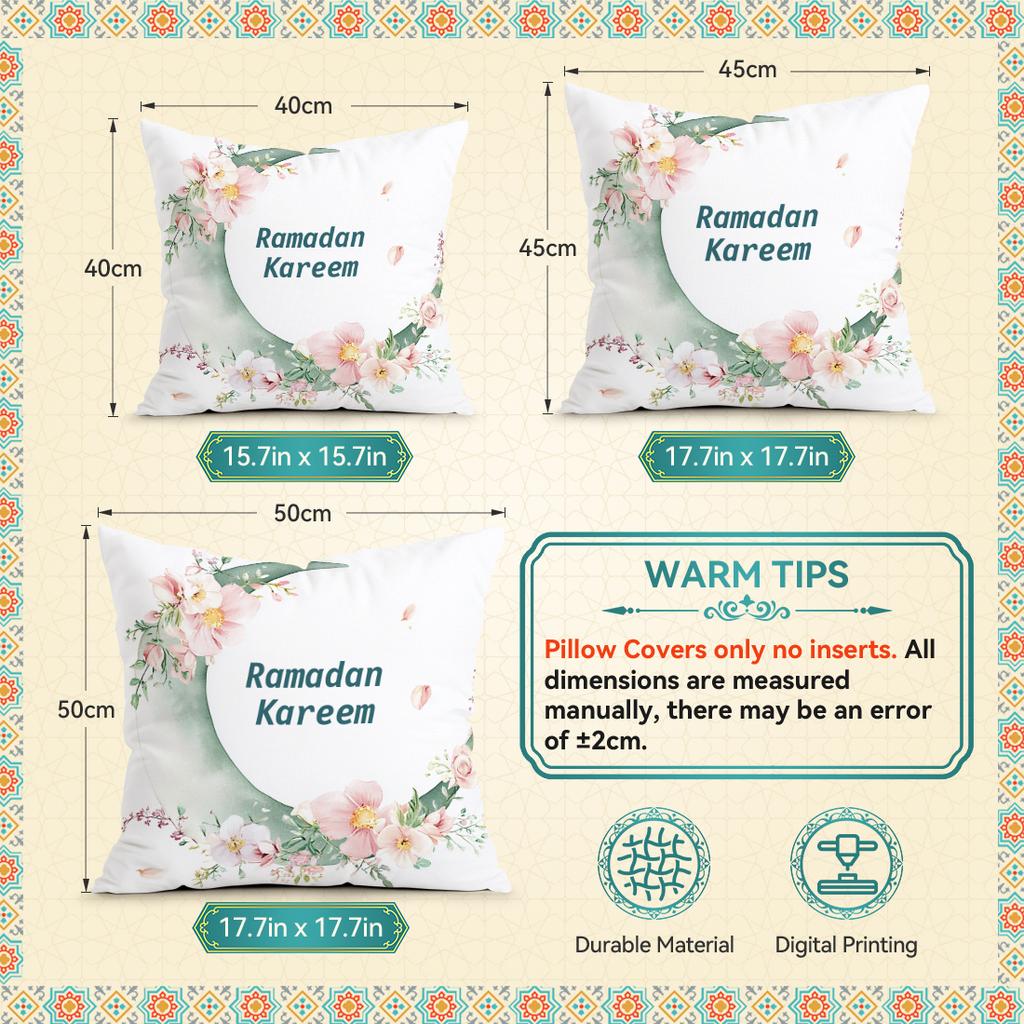 Ramadan Flowers Cushion Pillowcase Printed Polyester 40/45/50cm Throw Pillowcover Decorative Sofa Cushion Pillowslip Home Decor