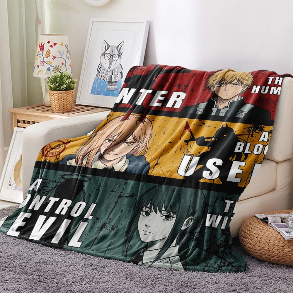 1 Stück Chainsaw Man Gemustert Flanelldecke Geeignet für Alle Jahreszeiten Für Heimdekoration Wärme Und Komfort Geschenke Feiertagsgeschenk