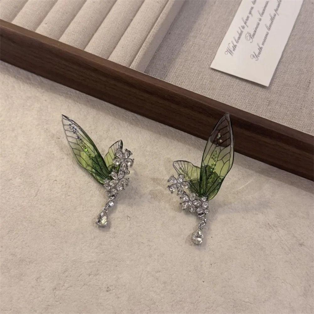 Shiny Butterfly Earrings Exquisite Wings Ear Clip Fashion Green Elf Ear Clip  Ladies