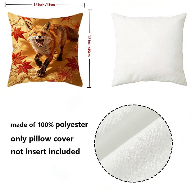 Autumn Maple Fox Decorative Throw Pillow Covers Pattern Cushion Cover Suitable For Sofa Bedroom Car Pillow Cover