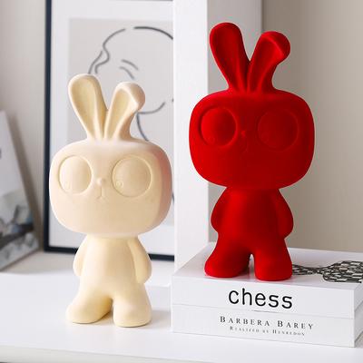 Ornamenti Creativi in Ceramica Statuetta Coniglio Cartone Animato Statuetta Orsi Arrabbiati Scultura Astratta con Piedi Arredamento per la Casa Stilosa Decorazione da Scrivania