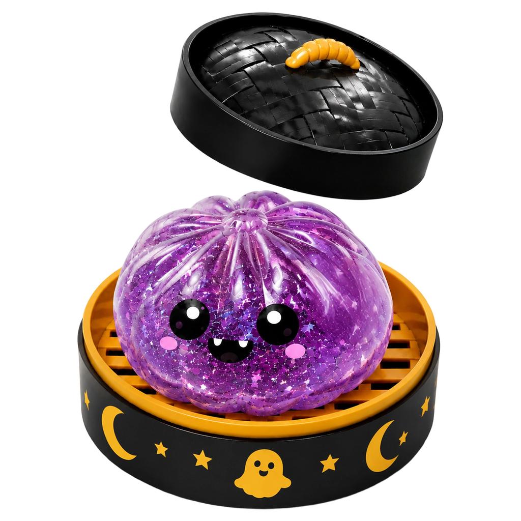 Halloween Squishy Toy with Steamer Container Soft Slow Rising Stress Relief Squeeze Toy for Kids and Adults Sensory Fidget Toy