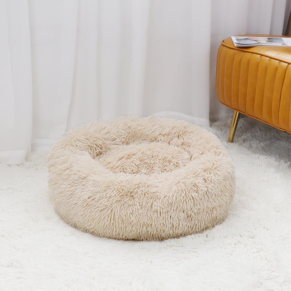 Washable Round Plush Pet Bed - Winter Warm Cat & Dog Mat, 28