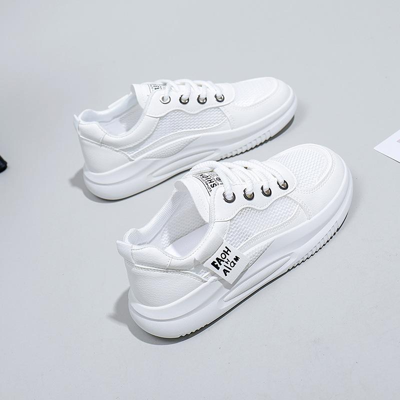 

Женские повседневные кроссовки на платформе, летние прогулочные туфли с дышащей сеткой, легкие противоскользящие кроссовки на шнуровке для бега, теннисные кроссовки для женщин 40 белый