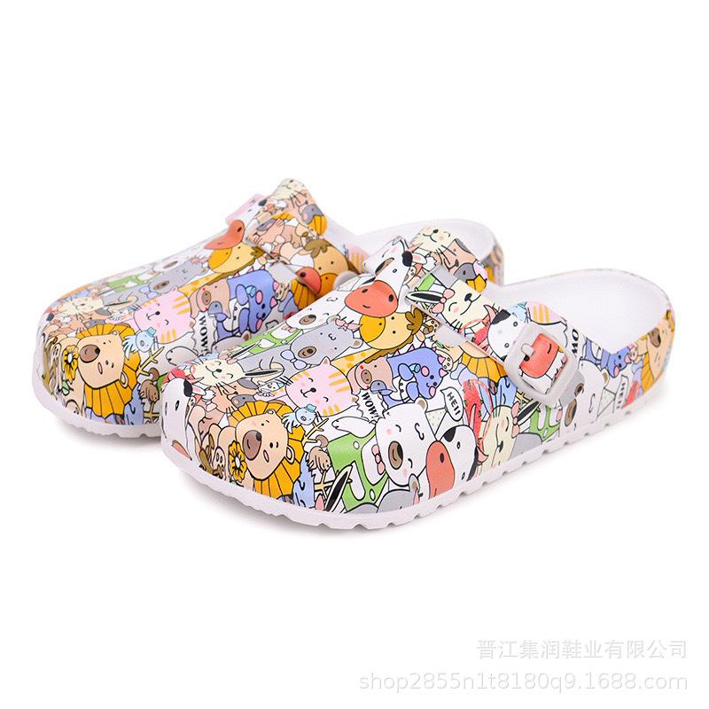 New Women's Fashionable Slip-On Slippers Elegant Black-Gray Butterfly Watermark Wedge Heel with Durable Soft Sole Comfortable Fo