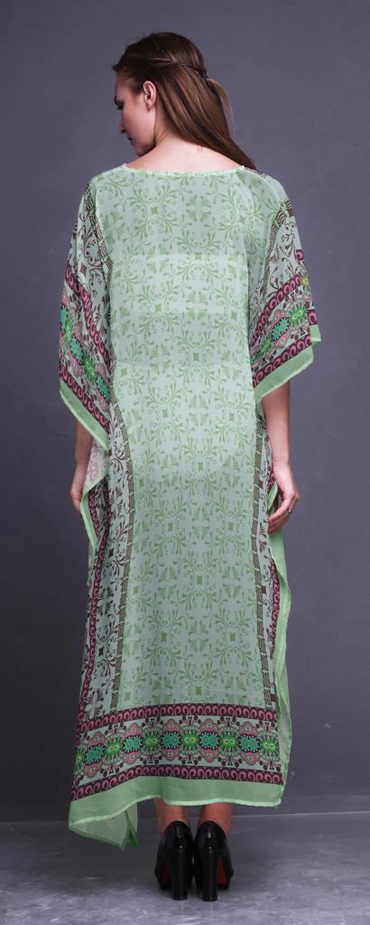 Phagun Damasco & Mandala Étnico Feminino Plus Size Caftan Roupa de Verão Cobertura de Praia Quimono