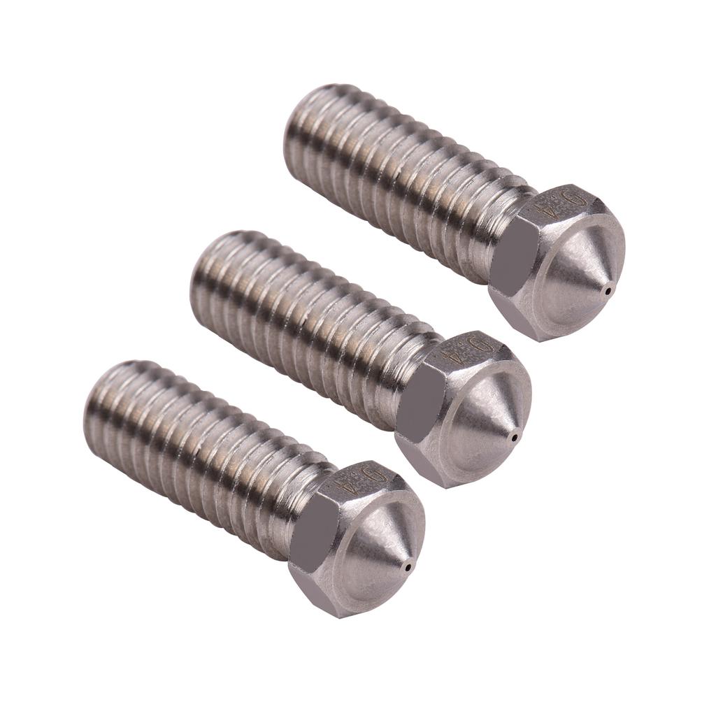 3pcs 3D Printer Extruder Stainless Steel Volcano Nozzle M6 Thread Printer Head 0.4mm Output for